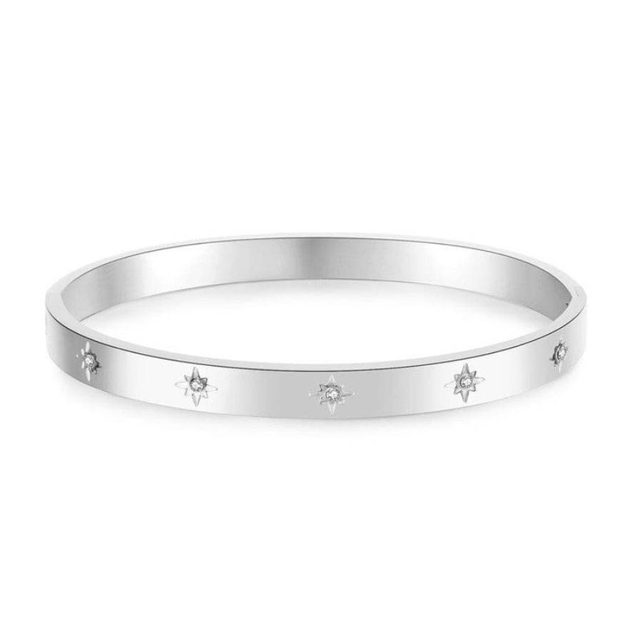 Anti Tarnish Silver Floral  AD Studded Bangles