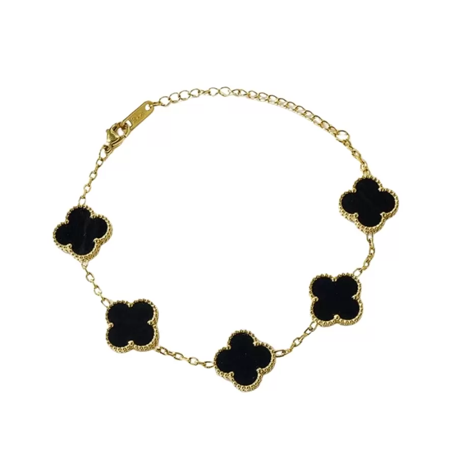 Anti Tarnish Black  Clover Bracelet